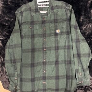 Carhartt Green and Black Plaid Button-Down Shirt